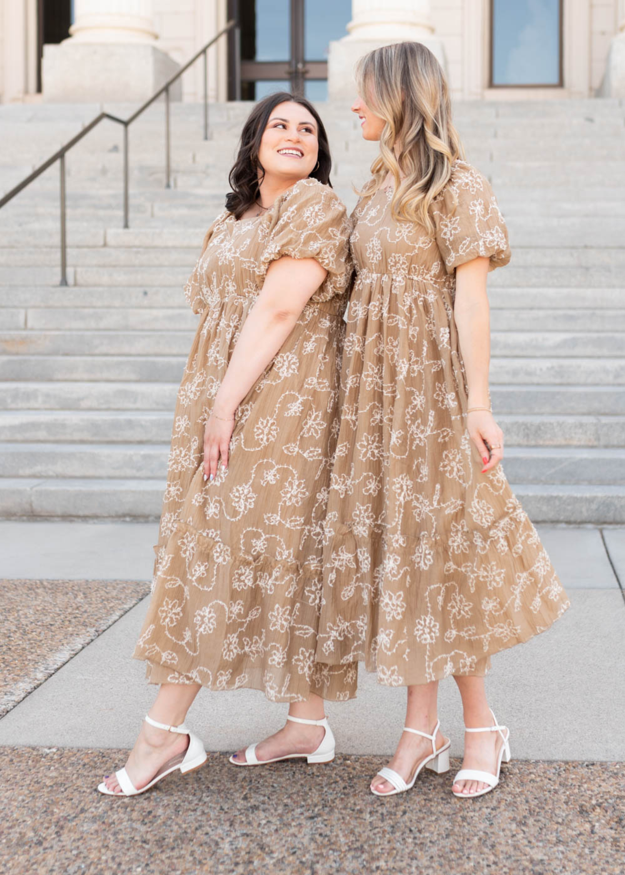 Esther Light Mocha Embroidered Dress