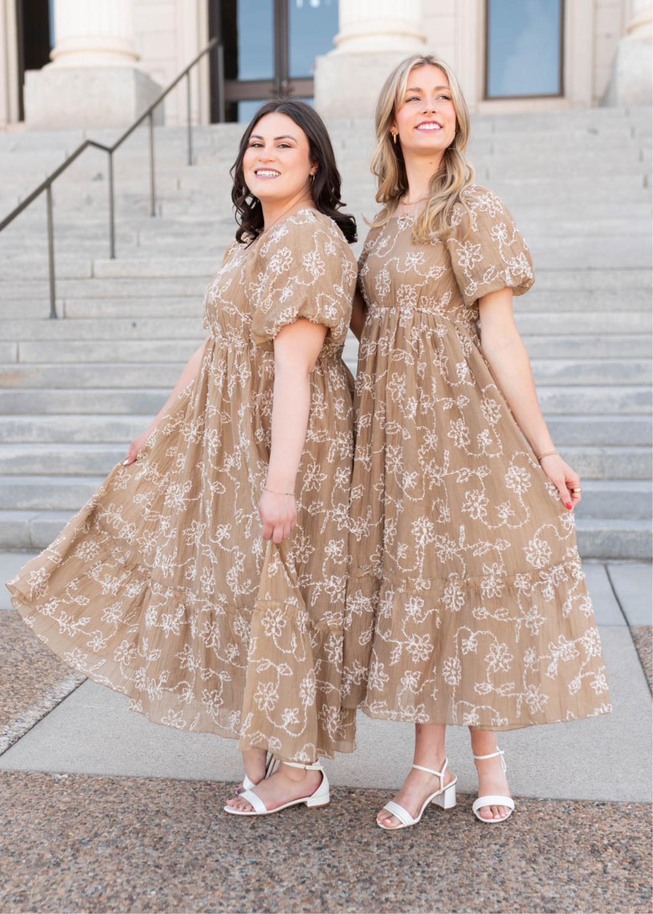 Esther Light Mocha Embroidered Dress