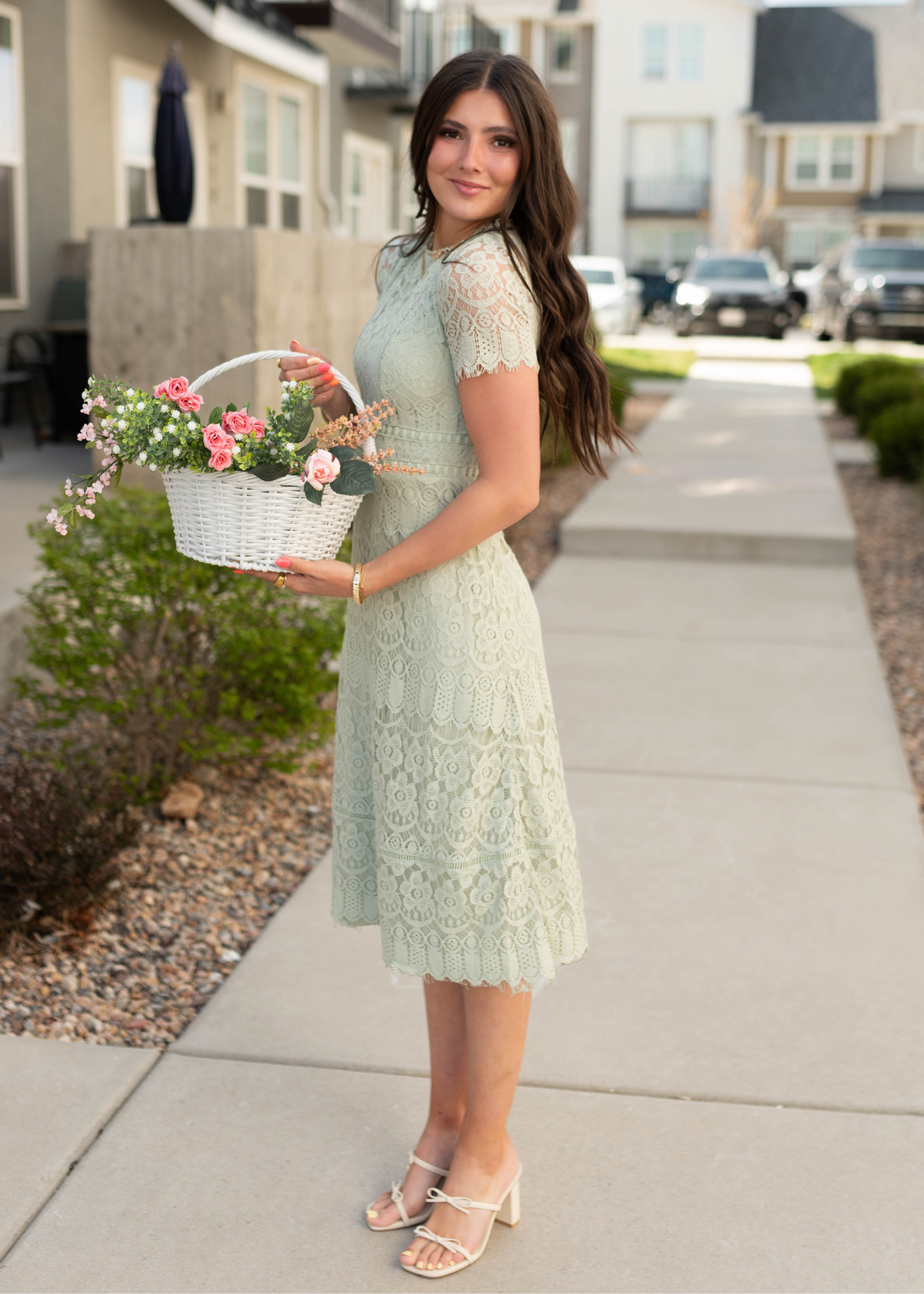 Evangeline Light Sage Lace Dress Evangeline Light Sage Lace Dress