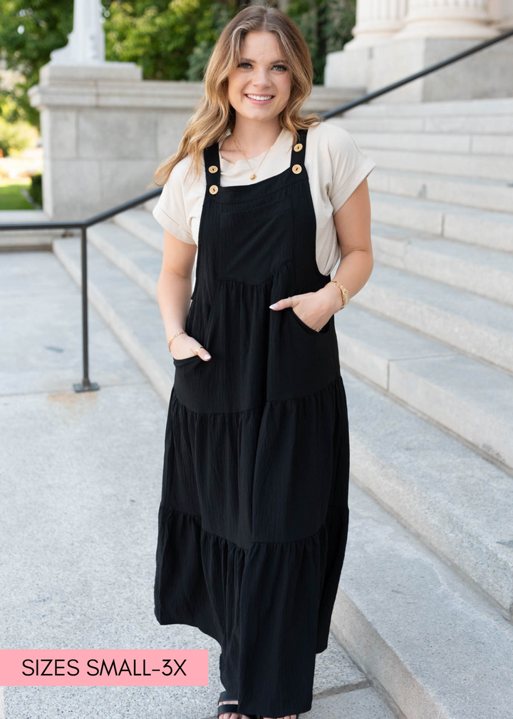 Everlee Black Overall Dress – Lena Layne