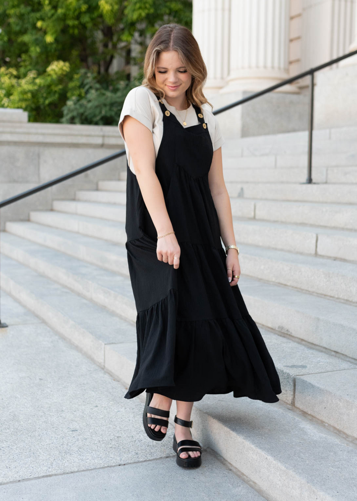 Everlee Black Overall Dress Lena Layne Everlee Black Overall Dress Lena Layne