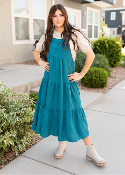Everlee Teal Overall Dress