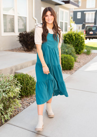 Everlee Teal Overall Dress