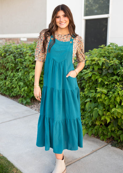 Everlee Teal Overall Dress