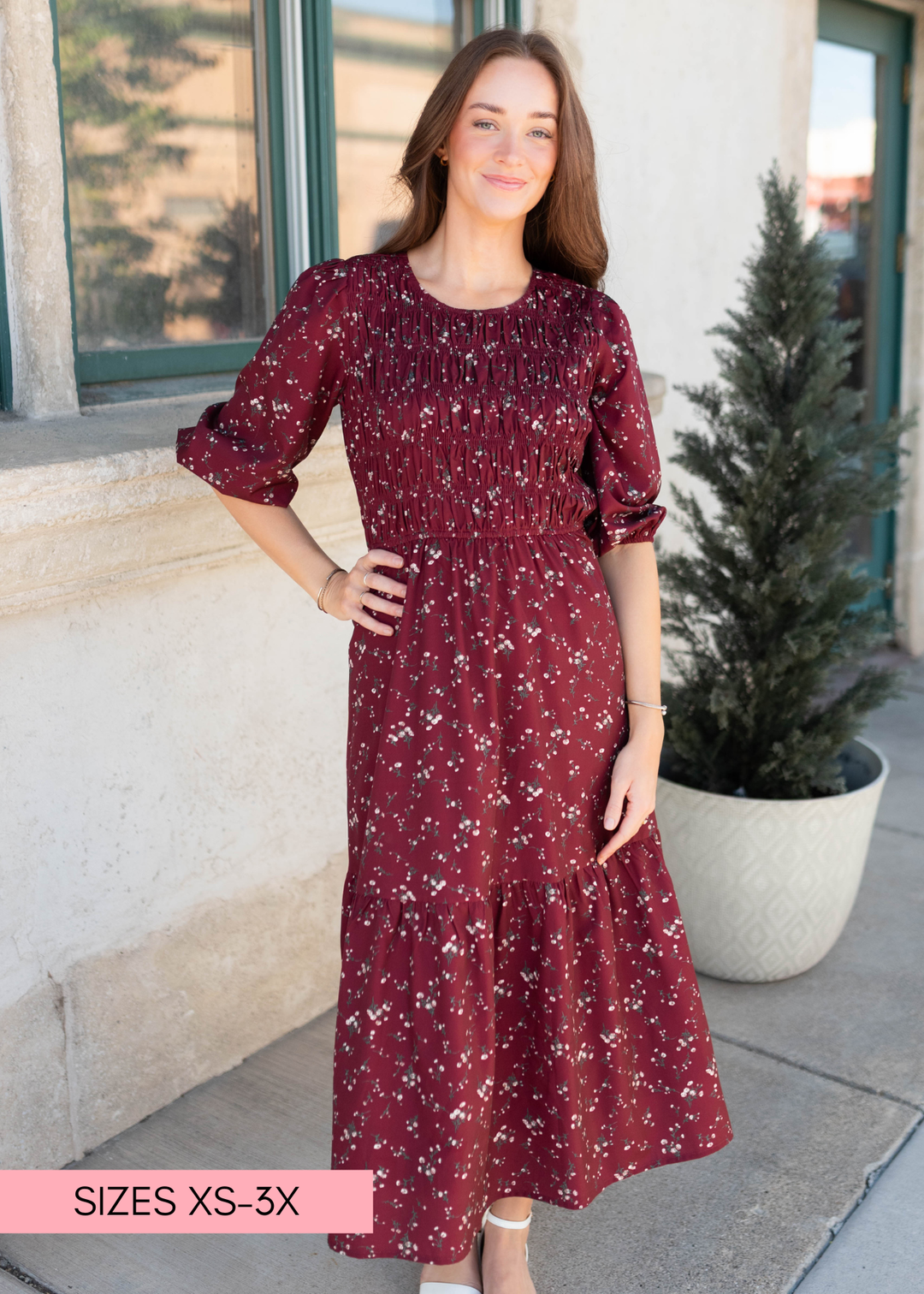 burgundy dress floral Everly - Elegant Floral Dress Elevate your style effortlessly eco leather Color:Coral/Blue Royal Blue Sequin metallic