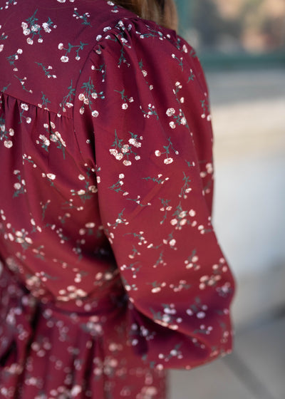 Everly Burgundy Floral Dress