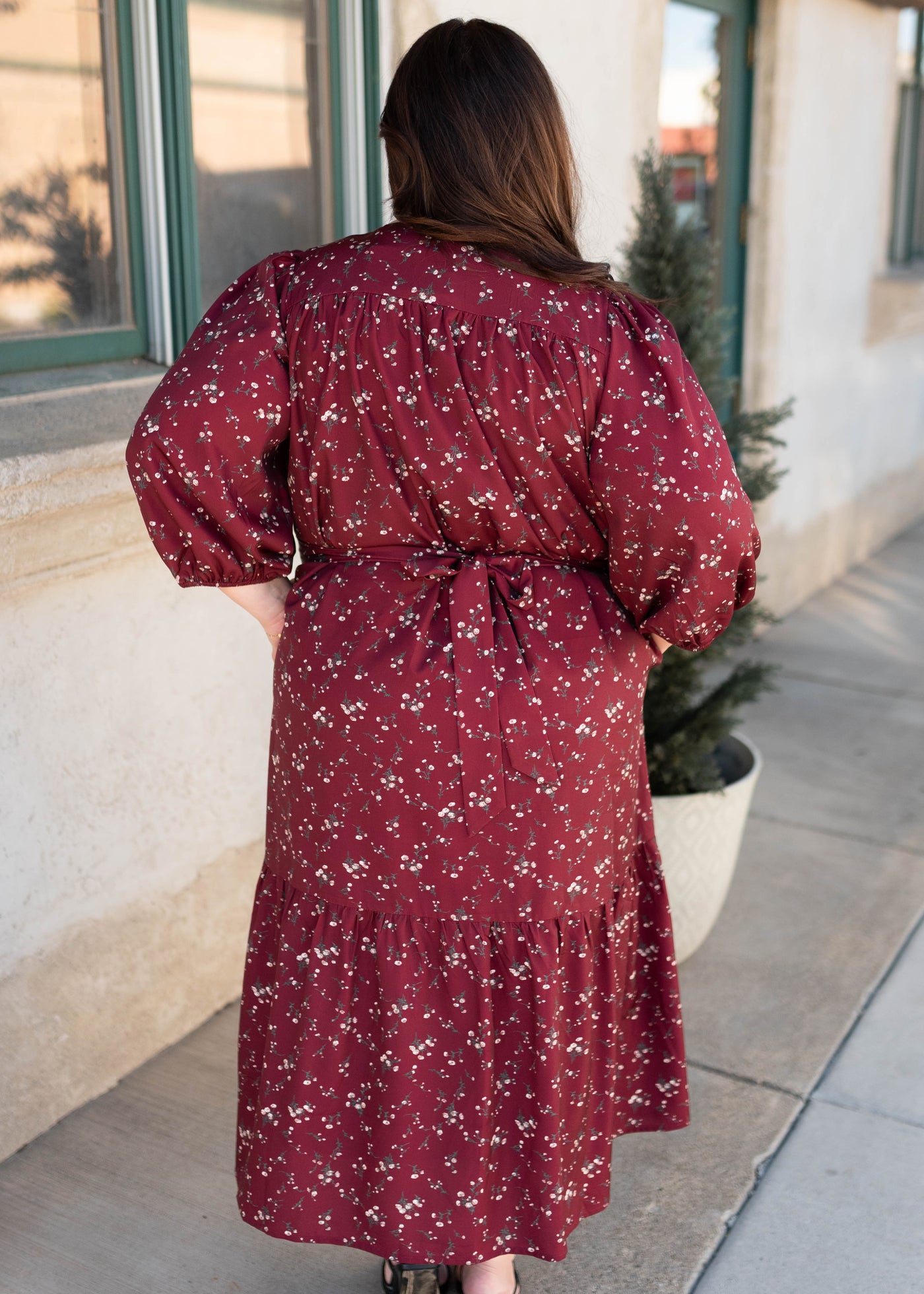 Everly Burgundy Floral Dress