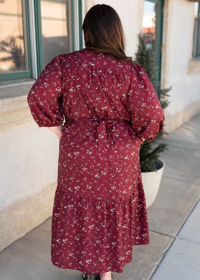 Everly Burgundy Floral Dress