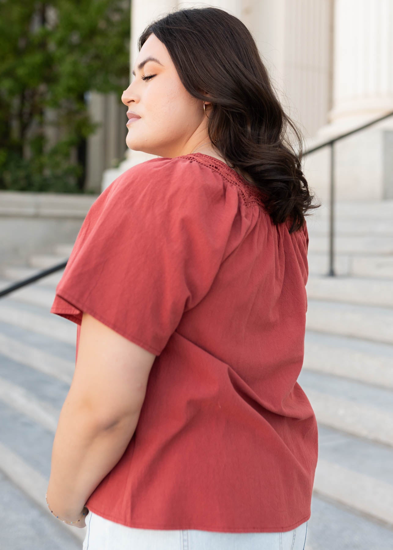 Evianna Terracotta Square Neck Top
