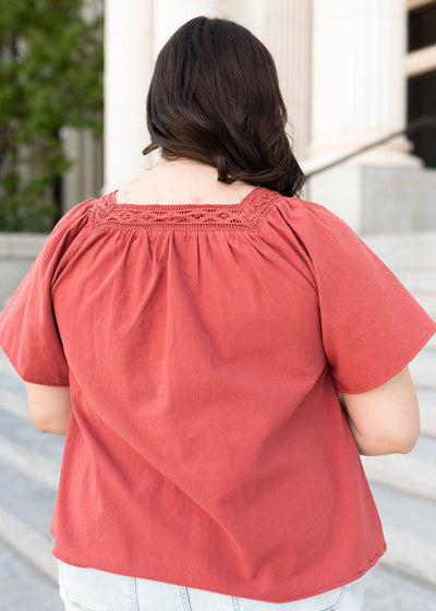 Evianna Terracotta Square Neck Top