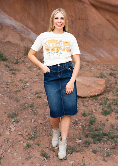 Short sleeve feeling thankful ivory tee