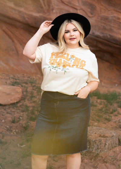 Plus size feeling thankful ivory tee