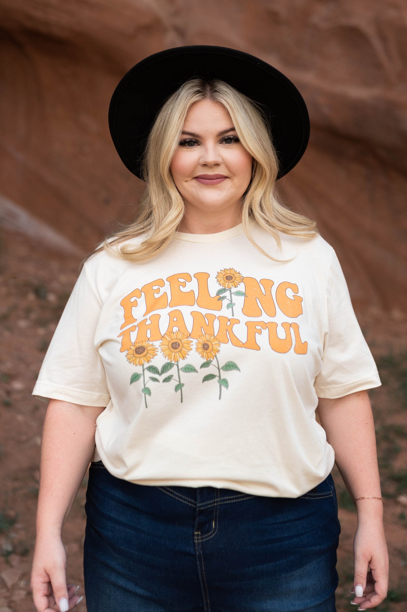 Plus size feeling thankful ivory tee