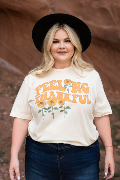 Plus size feeling thankful ivory tee