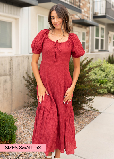 Burgundy textured dress