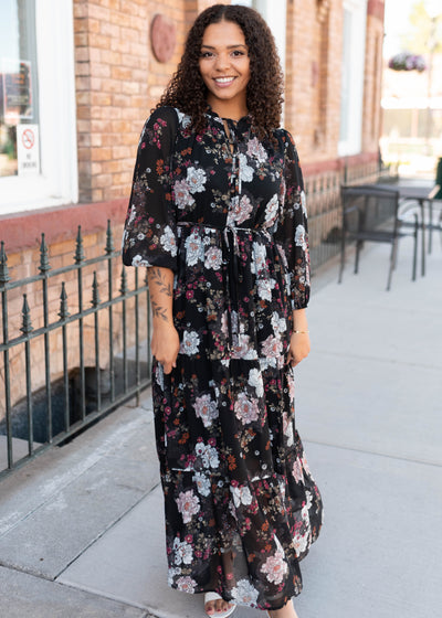 Gia Black Floral Dress