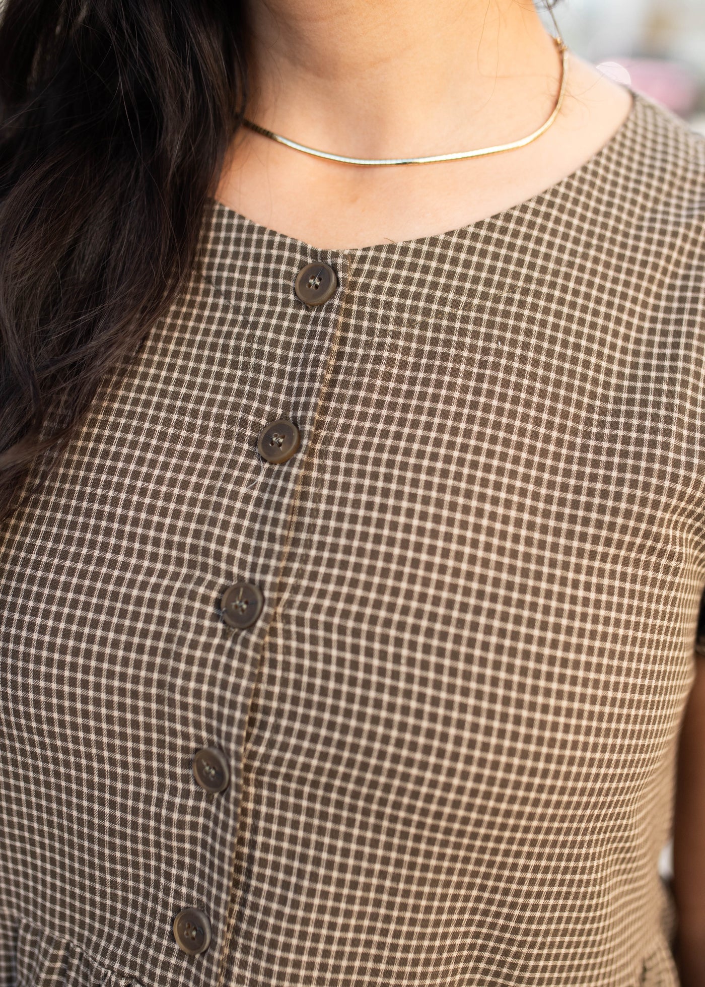 Gianna Dark Olive Gingham Dress