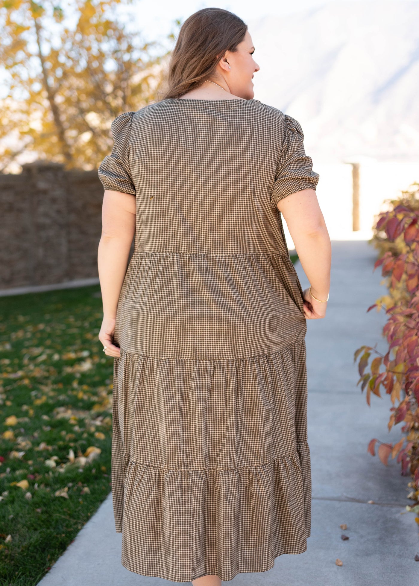 Gianna Dark Olive Gingham Dress