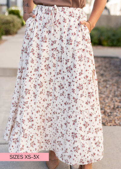 Tan floral skirt