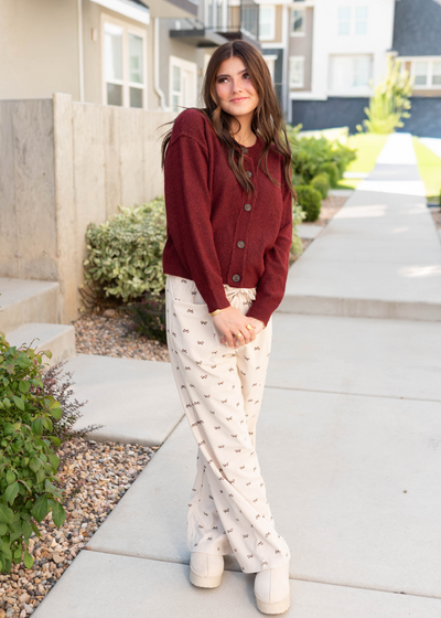 Gracie Deep Red Cardigan