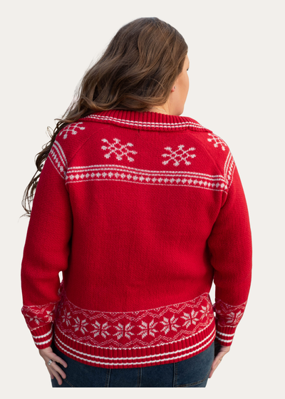 Greta Red Patterned Cardigan