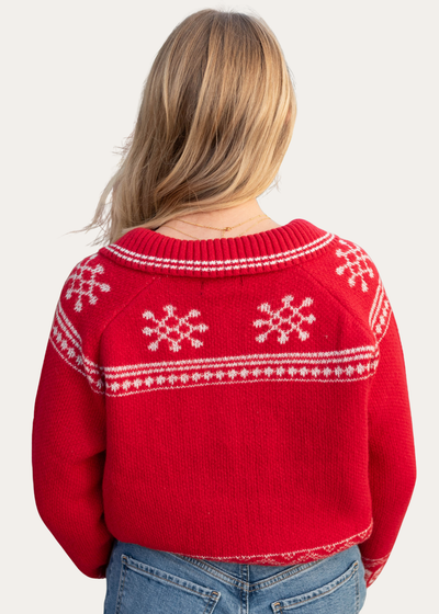 Greta Red Patterned Cardigan