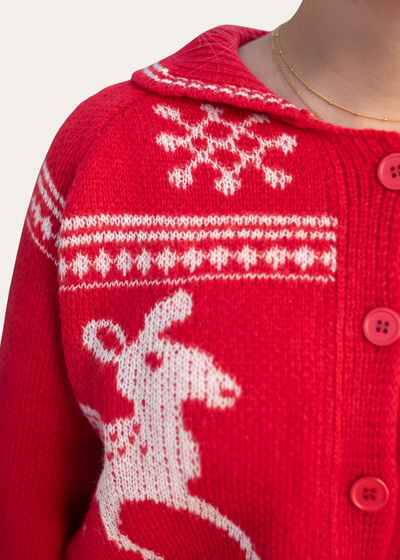 Greta Red Patterned Cardigan