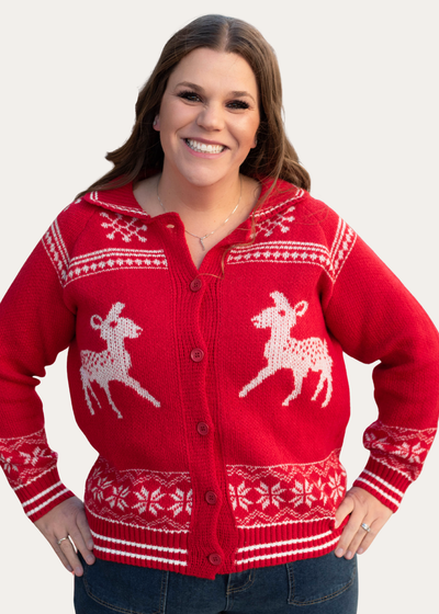 Greta Red Patterned Cardigan