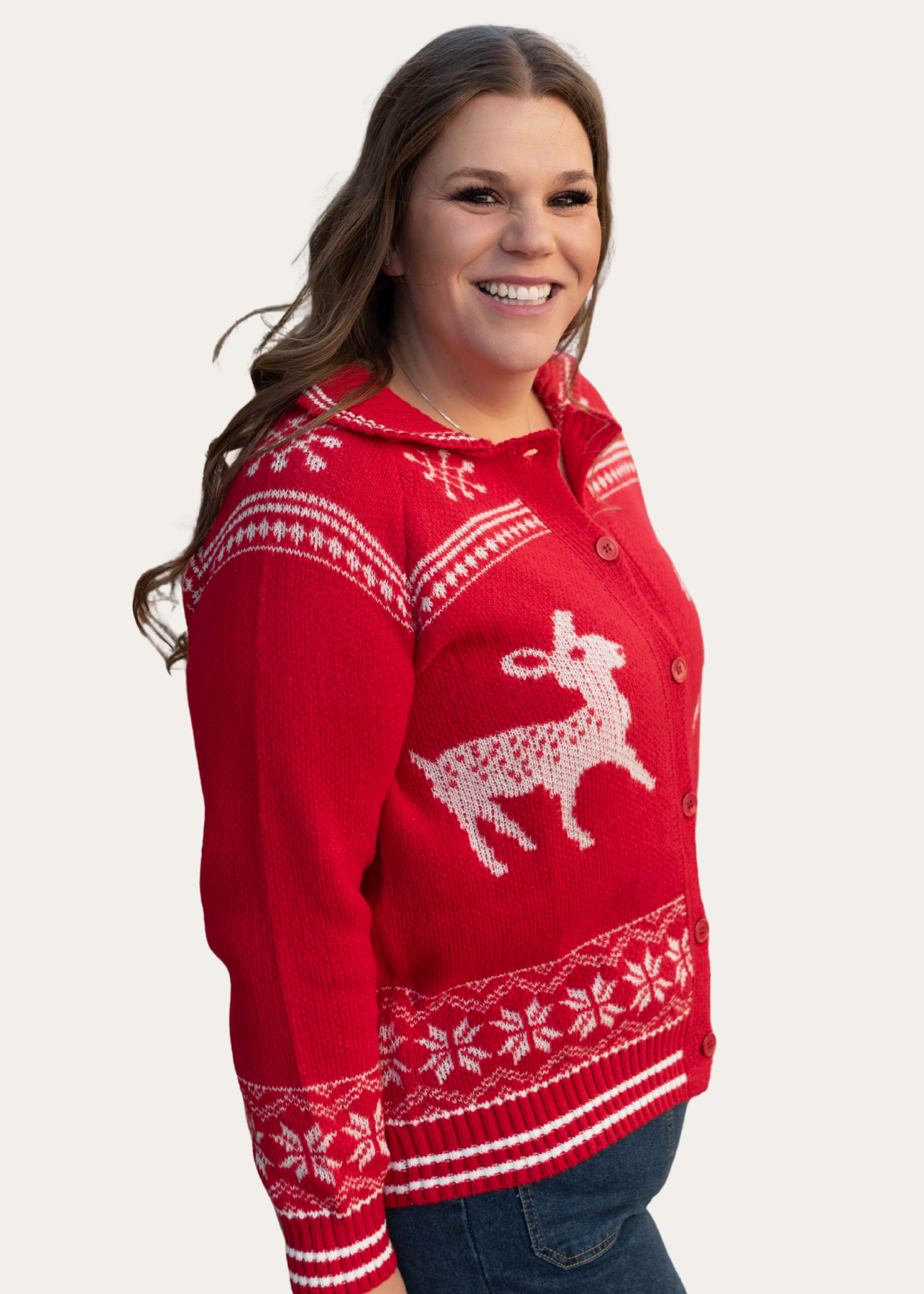 Greta Red Patterned Cardigan