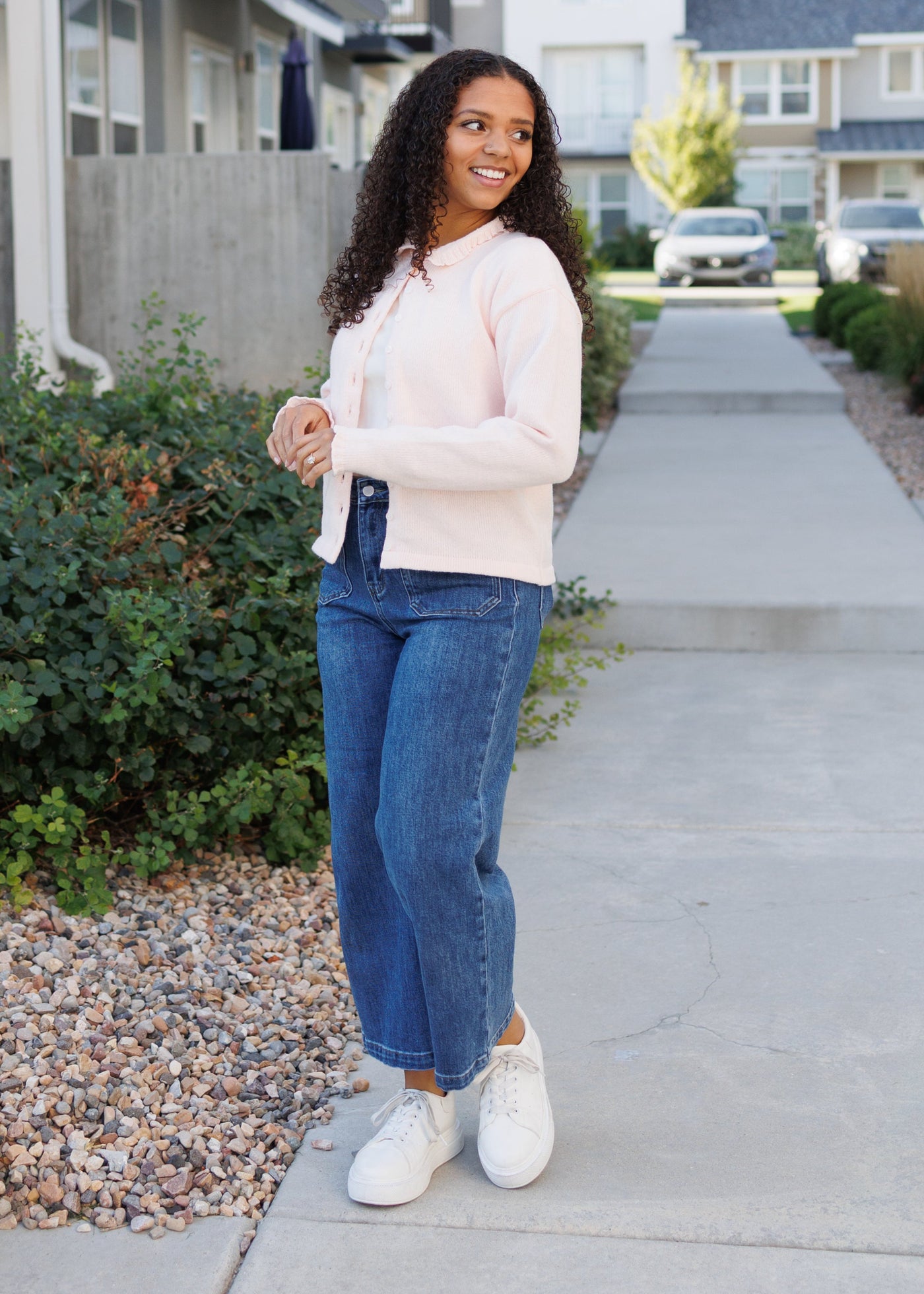 Long sleeve light pink cardigan 