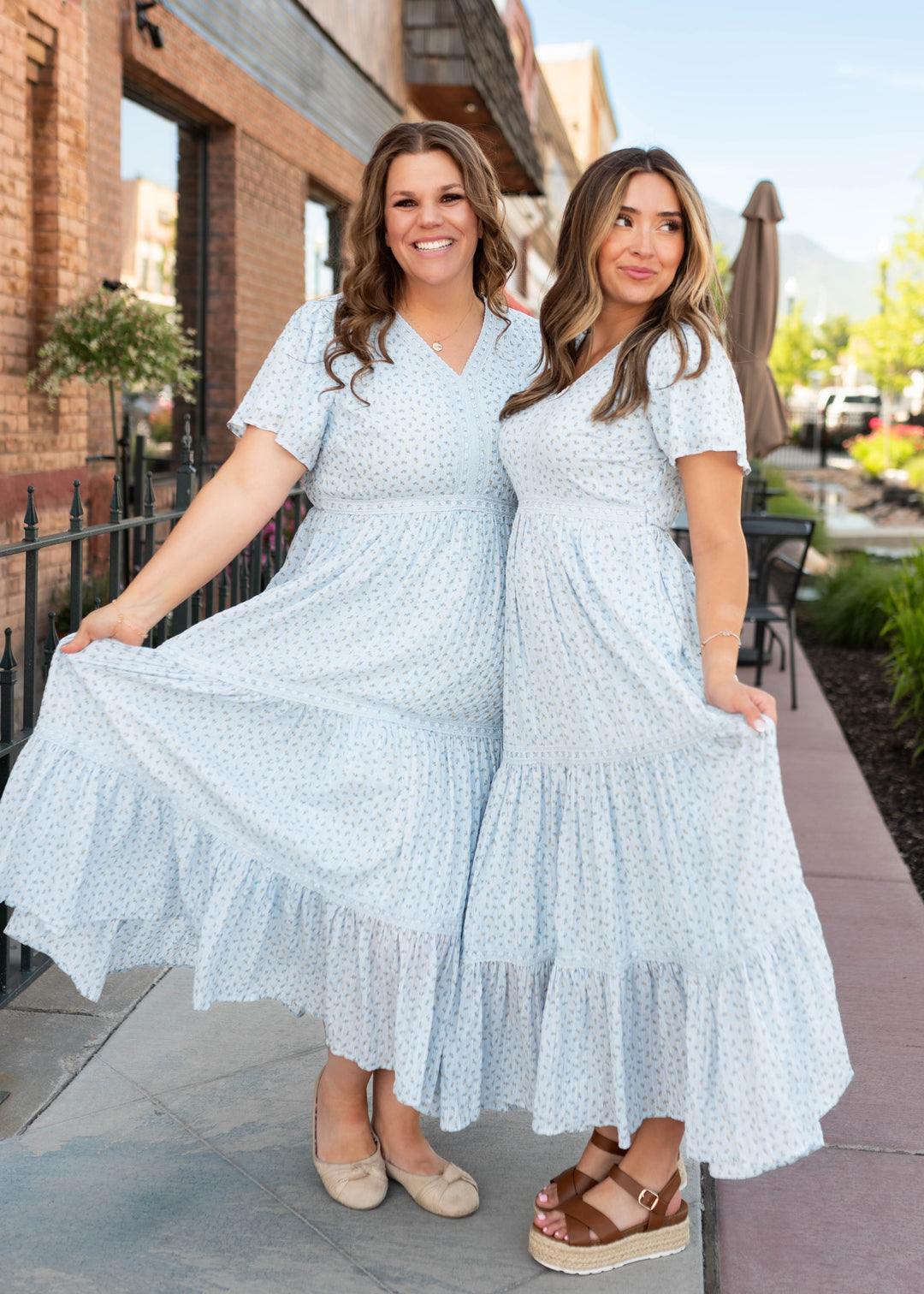 yellow and blue lace dress Lena & Lou Hadley Blue and Yellow Floral Lace Dress