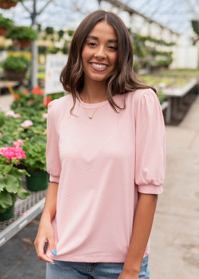 Short sleeve basic pink top