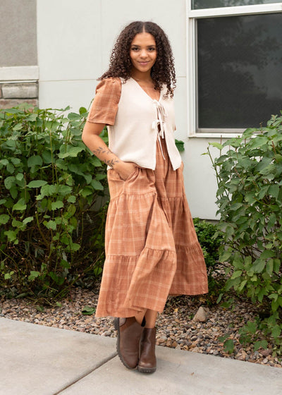 Haley Cinnamon Plaid Dress
