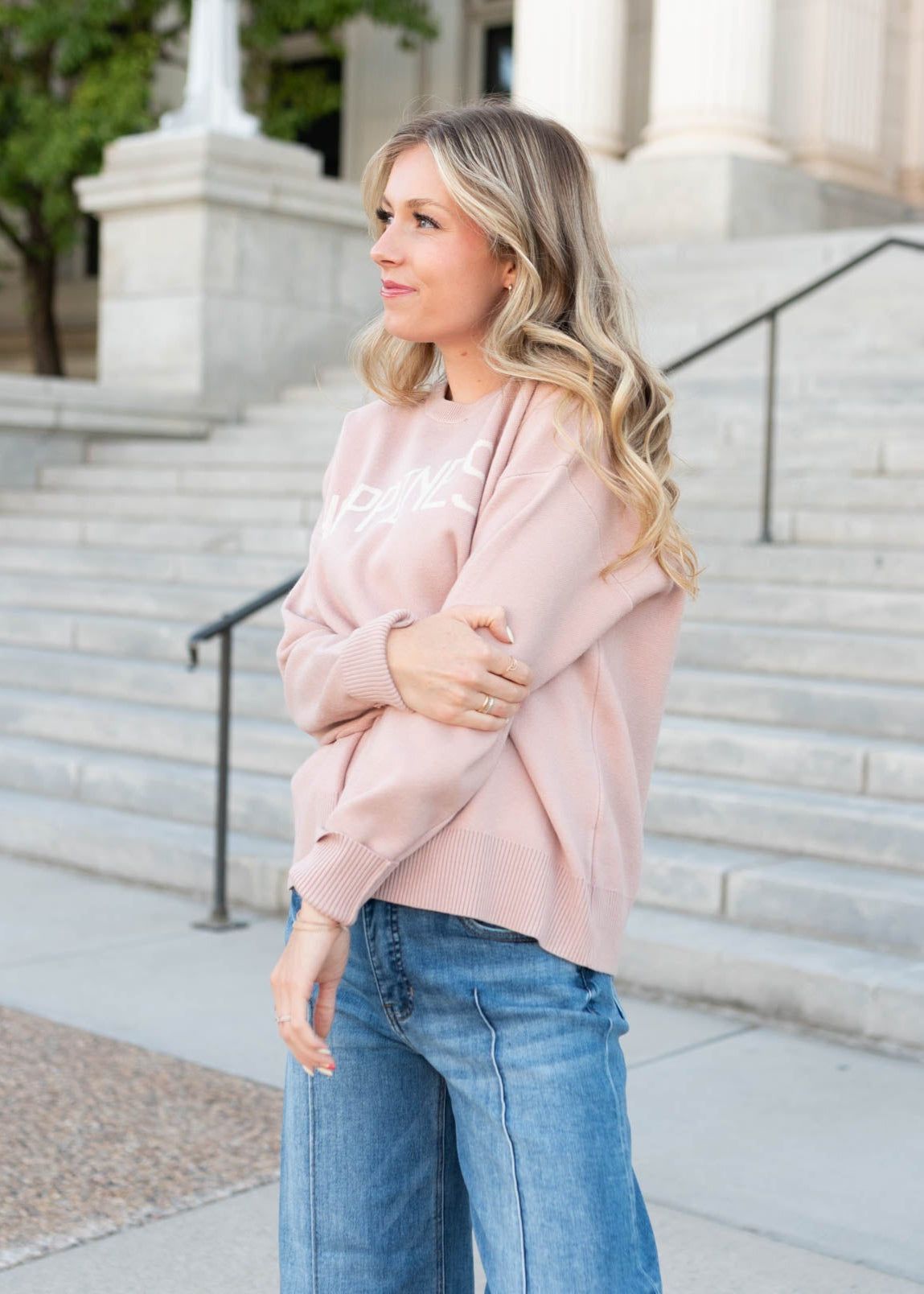 Happiness blush sweater with drop sleeve 