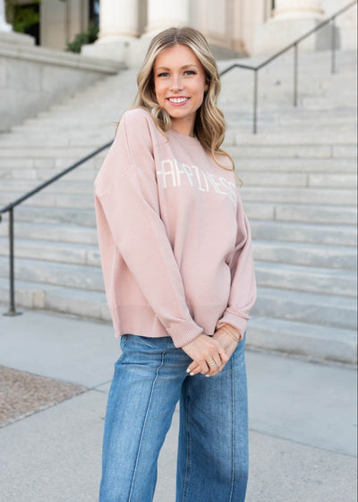 Modest happiness blush sweater with long sleeves