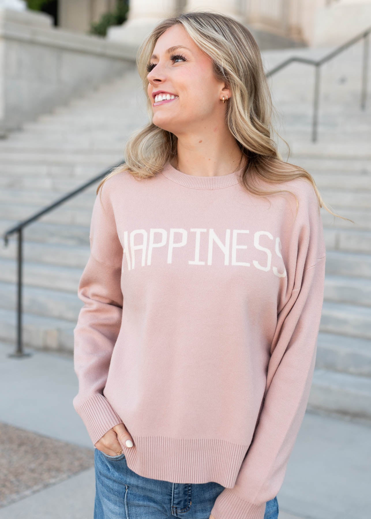 Modest long sleeve happiness blush sweater