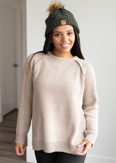 Soft taupe knitted sweater