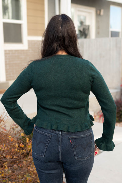 Harper Green Ruffle Cardigan