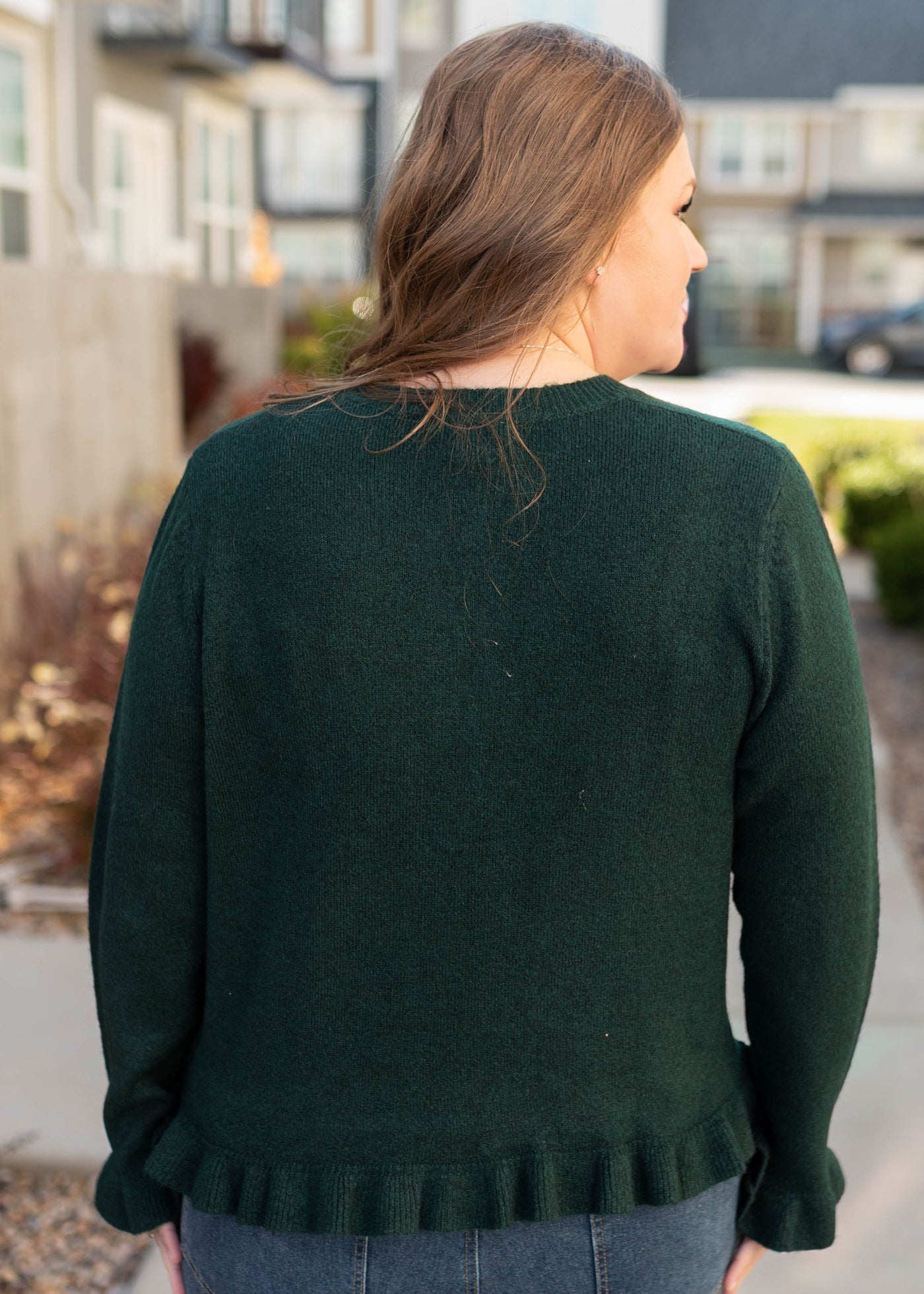 Harper Green Ruffle Cardigan