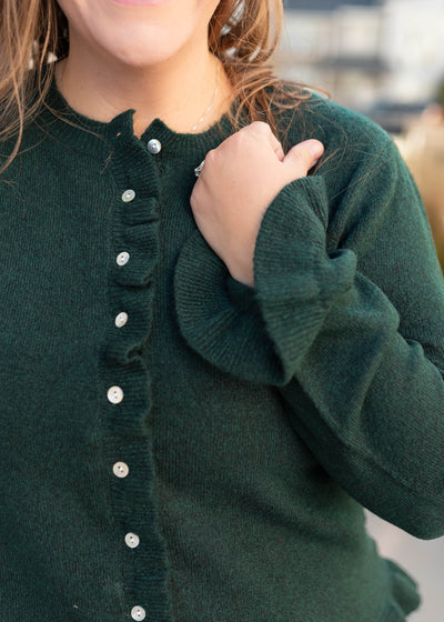 Harper Green Ruffle Cardigan