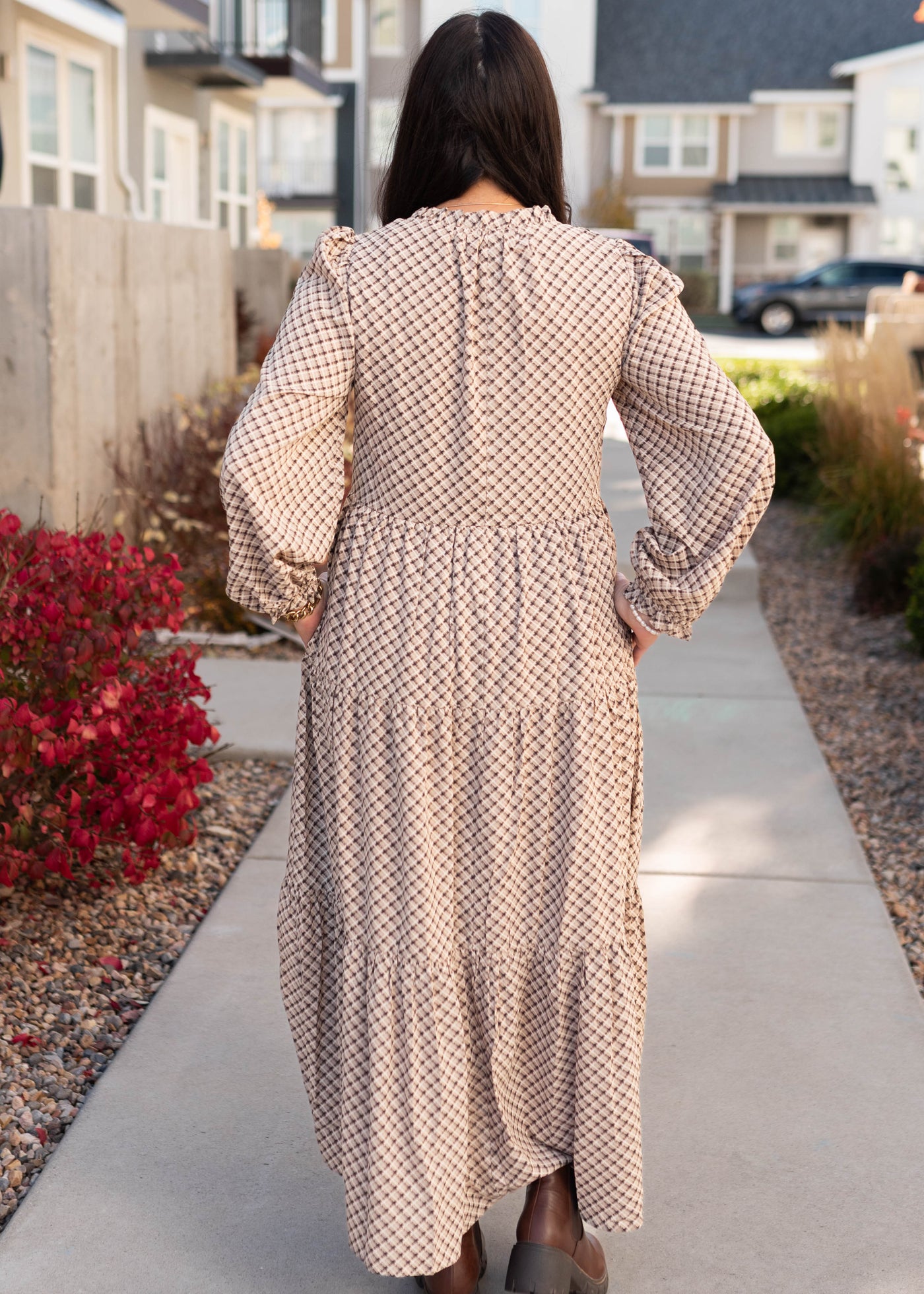Hazel Taupe Patterned Dress