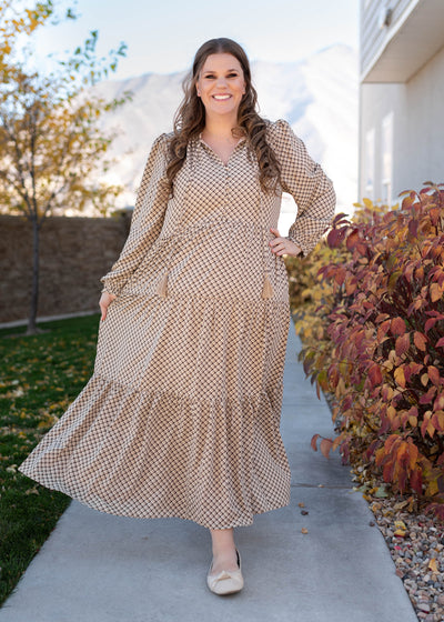 Hazel Taupe Patterned Dress