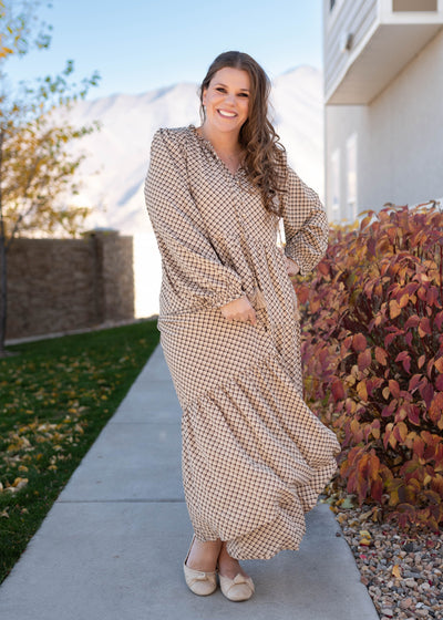 Hazel Taupe Patterned Dress