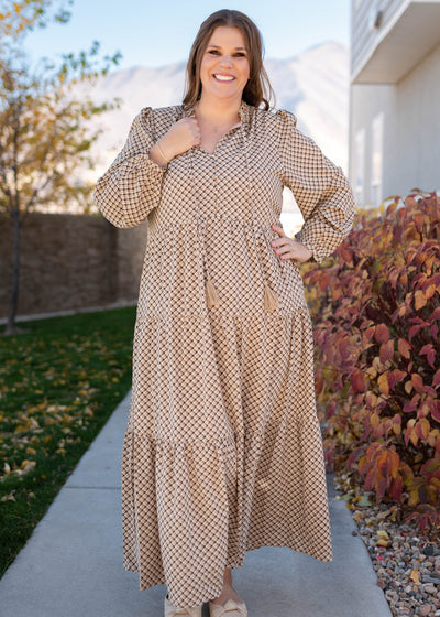 Hazel Taupe Patterned Dress