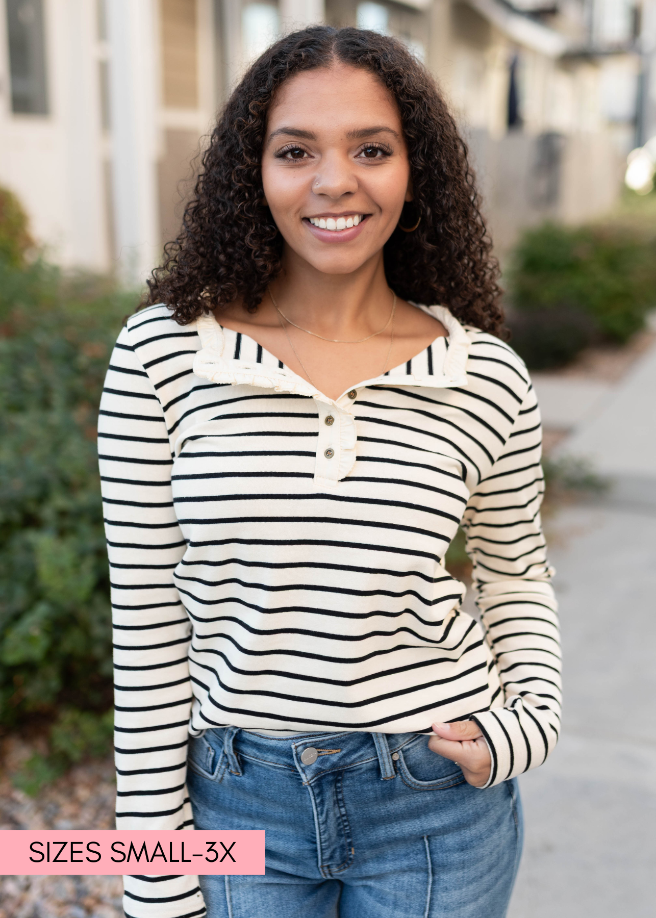 Heather Black Stripe Top