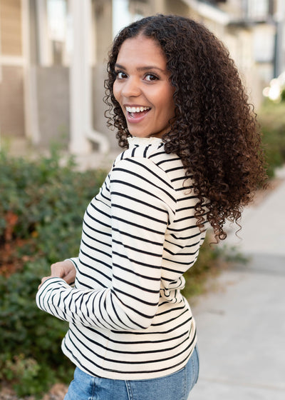 Heather Black Stripe Top