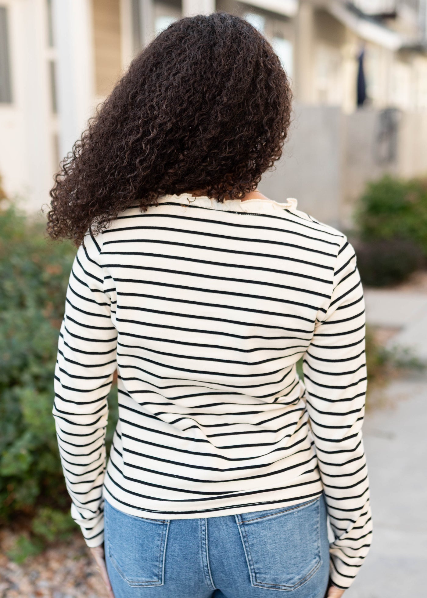 Heather Black Stripe Top