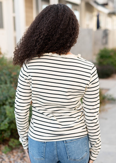 Heather Black Stripe Top