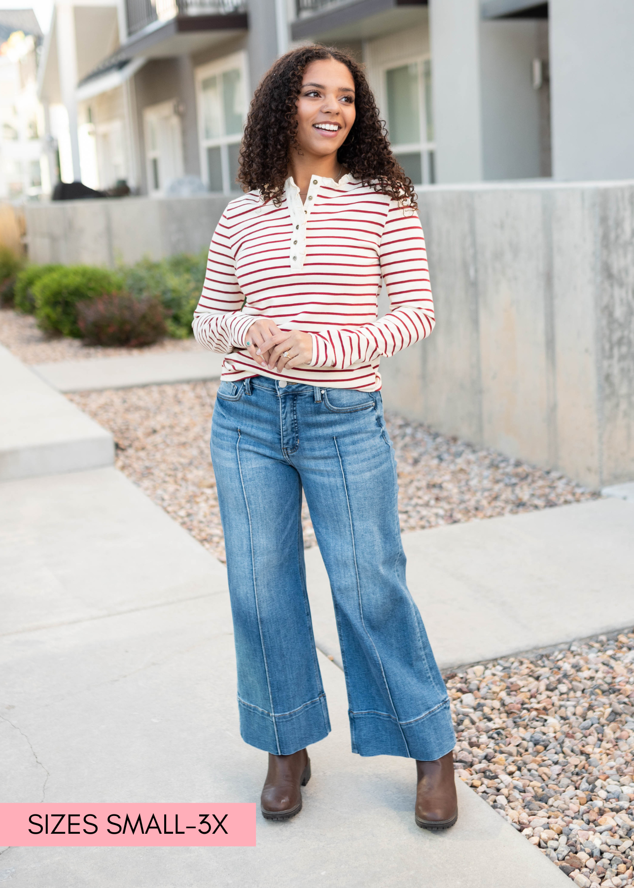 Heather Red Stripe Top