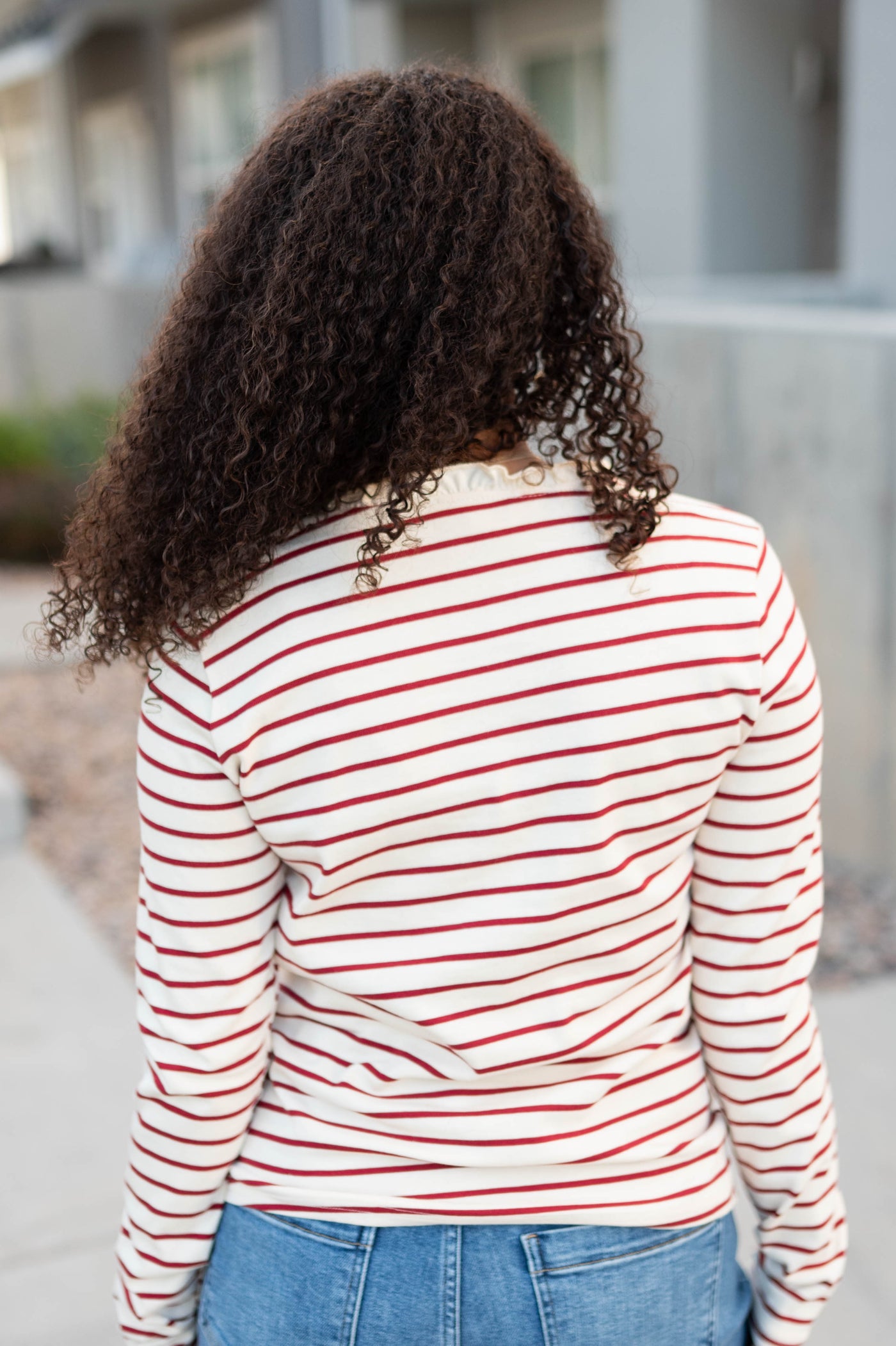 Heather Red Stripe Top